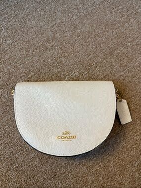 Coach Pebbled Leather Saddle Crossbody Bag in White